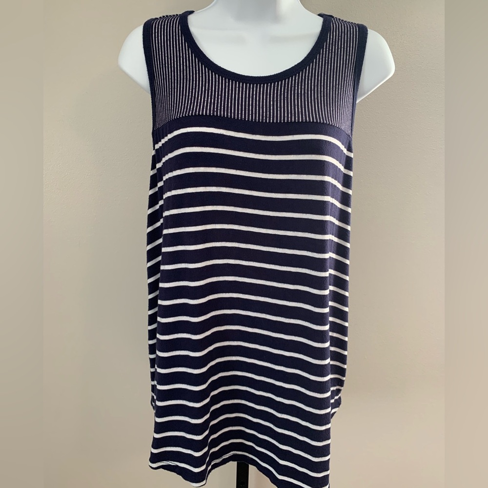 Lucy & Laurel Navy and White Striped Tank Top